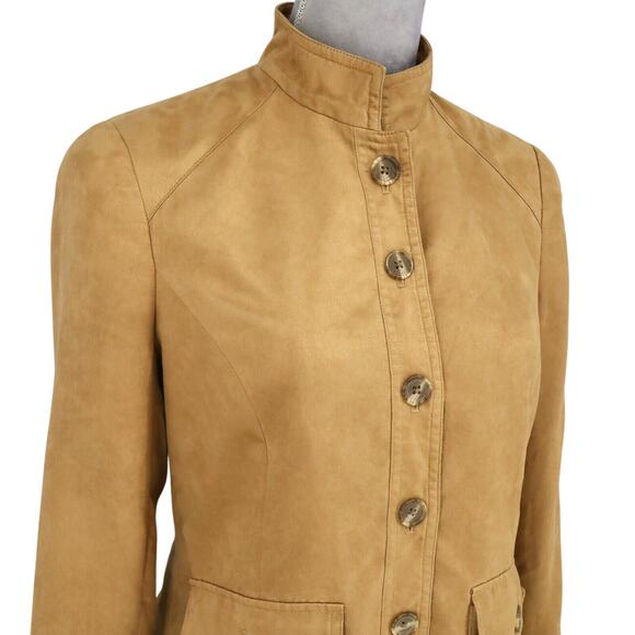 Coldwater Creek Jacket Womens 4 Rust Brown Microsuede Lined Blazer Button Up - Picture 7 of 16